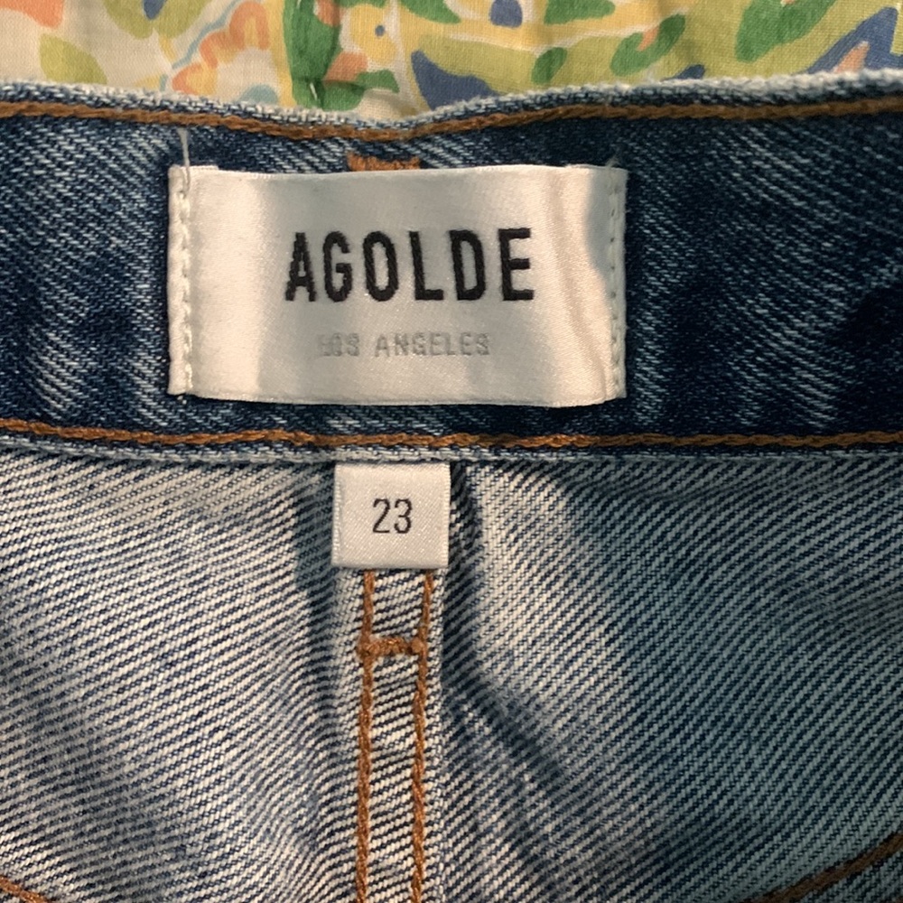 Agolde Blue Distressed Jean Shorts - Picture 3 of 3